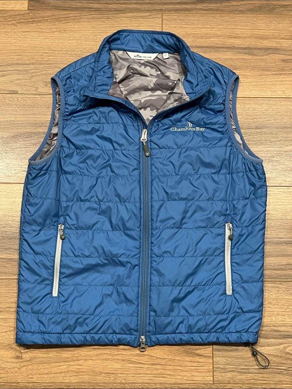 Peter Millar Crown Sport Performance Golf Vest Blue w/ Chambers Bay Logo Medium